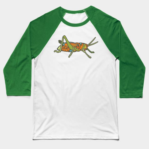 Colorful Grasshopper Baseball T-Shirt by evisionarts